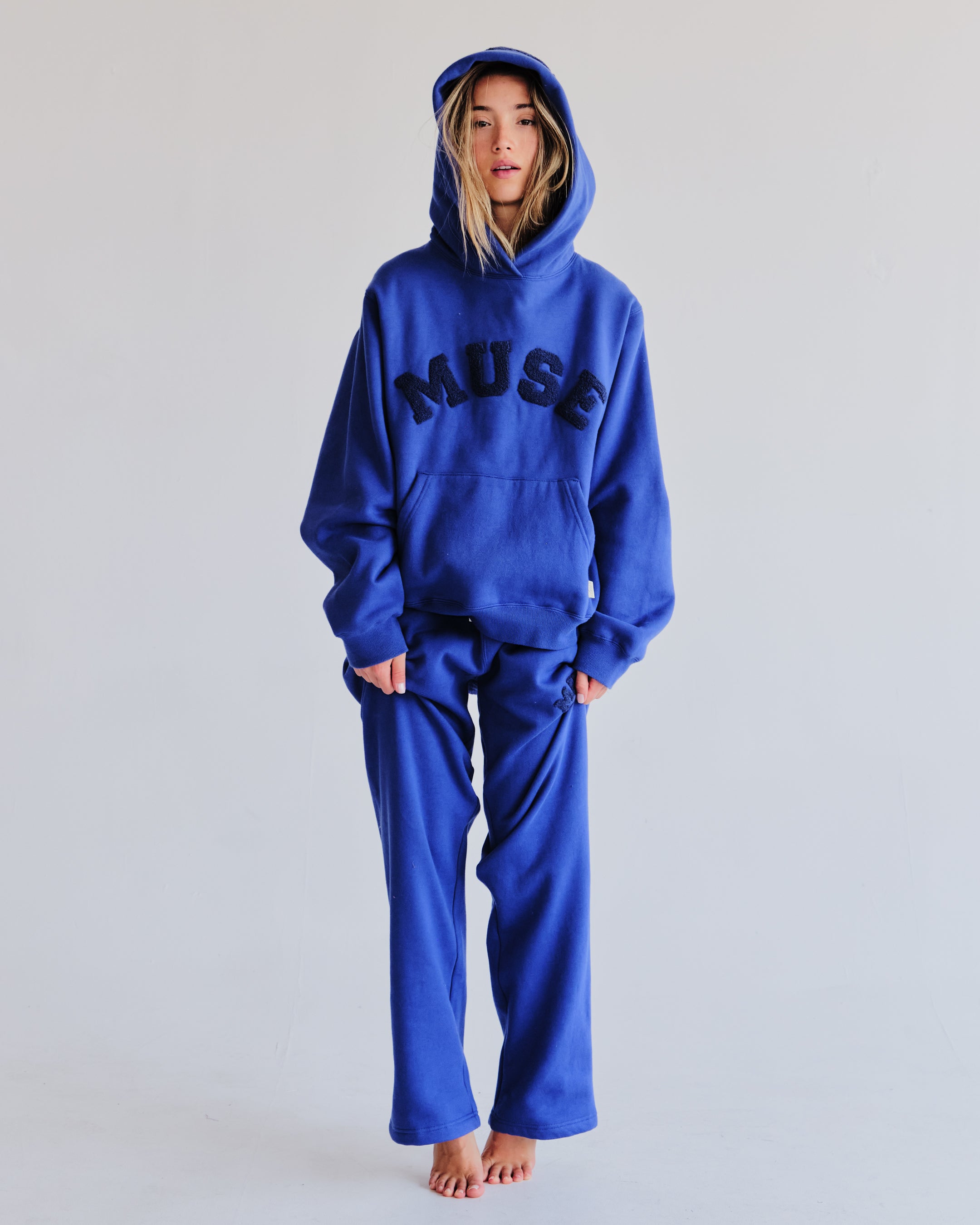 Heavyweight Chenille Straight Joggers - Blueberry