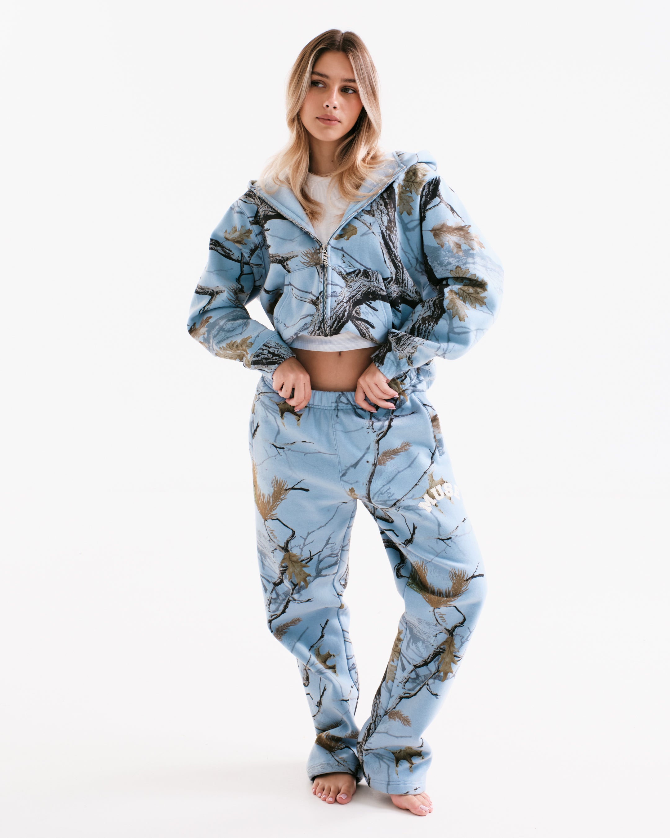 Heavyweight Camo Zip Up Set - Glacier