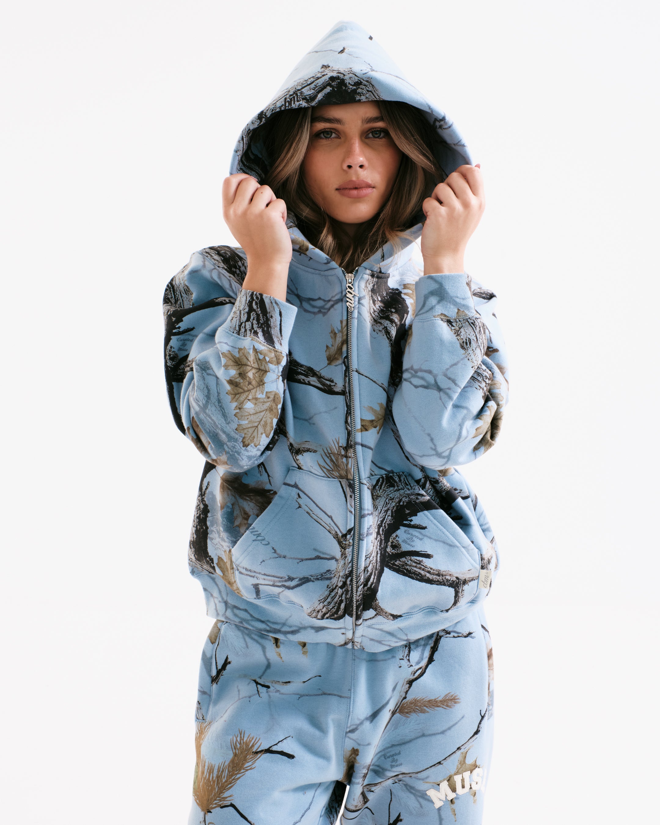 Heavyweight Camo Zip Up - Glacier