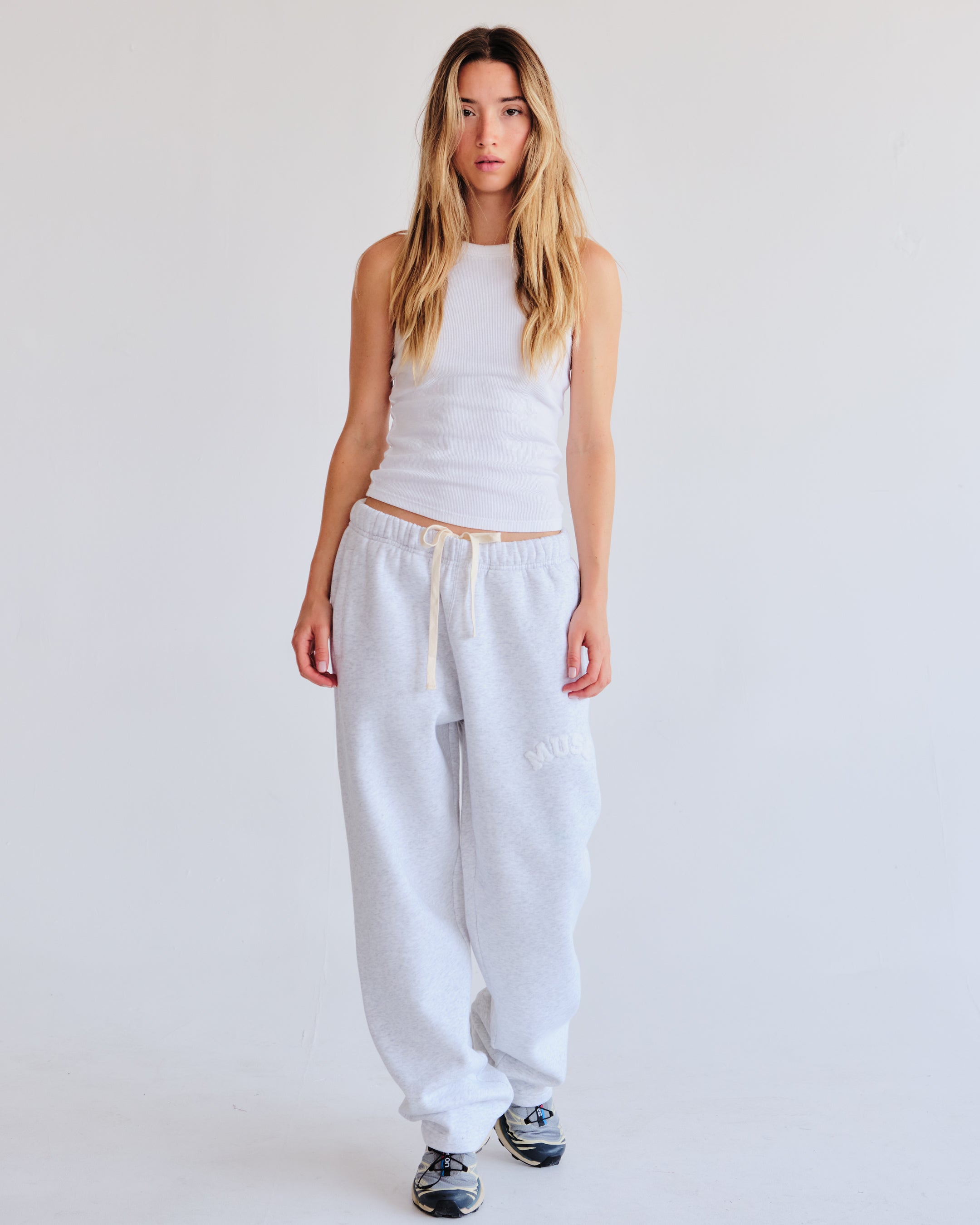 Heavyweight Chenille Straight Joggers - Pearl