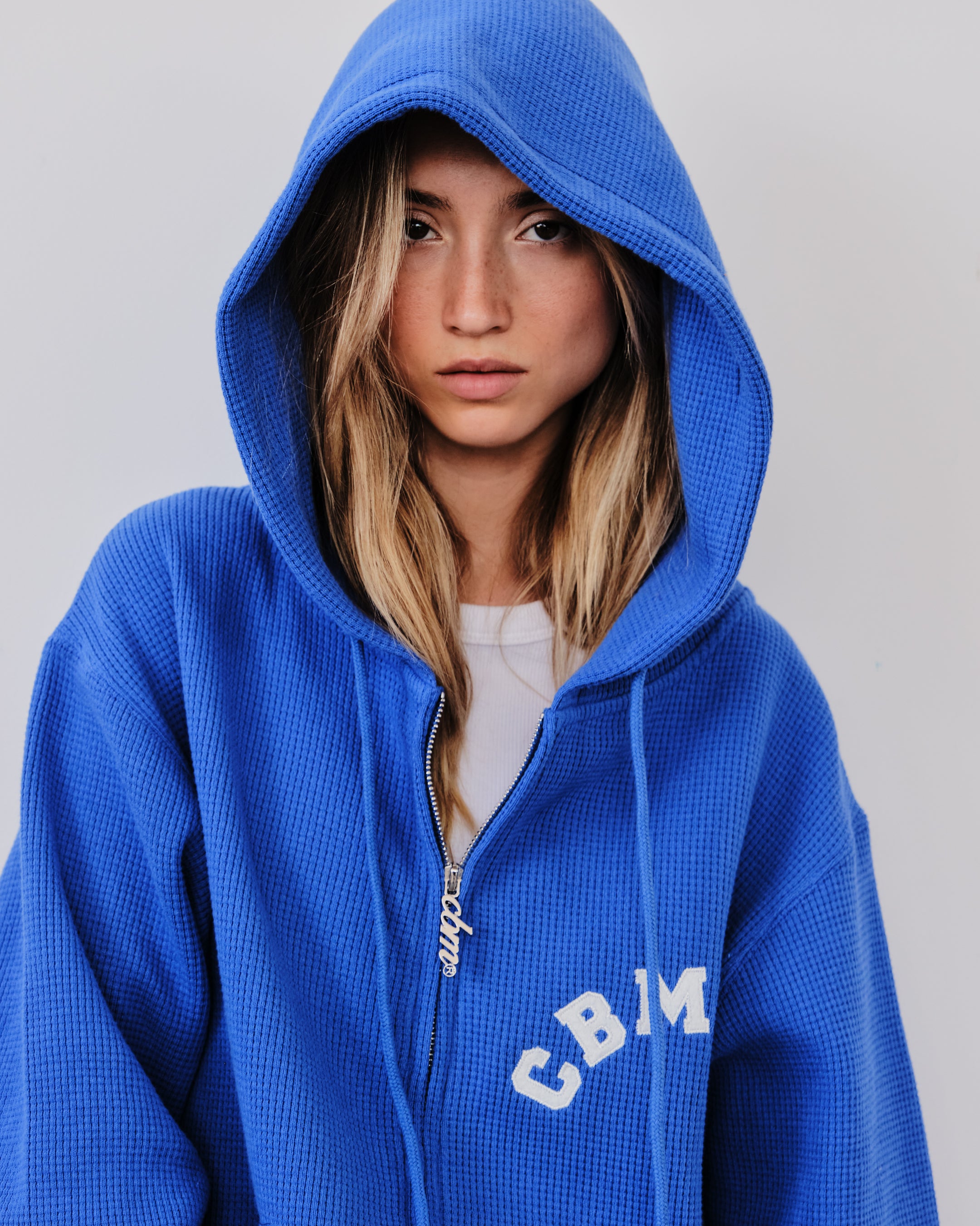 Waffle Zip Up - Blueberry