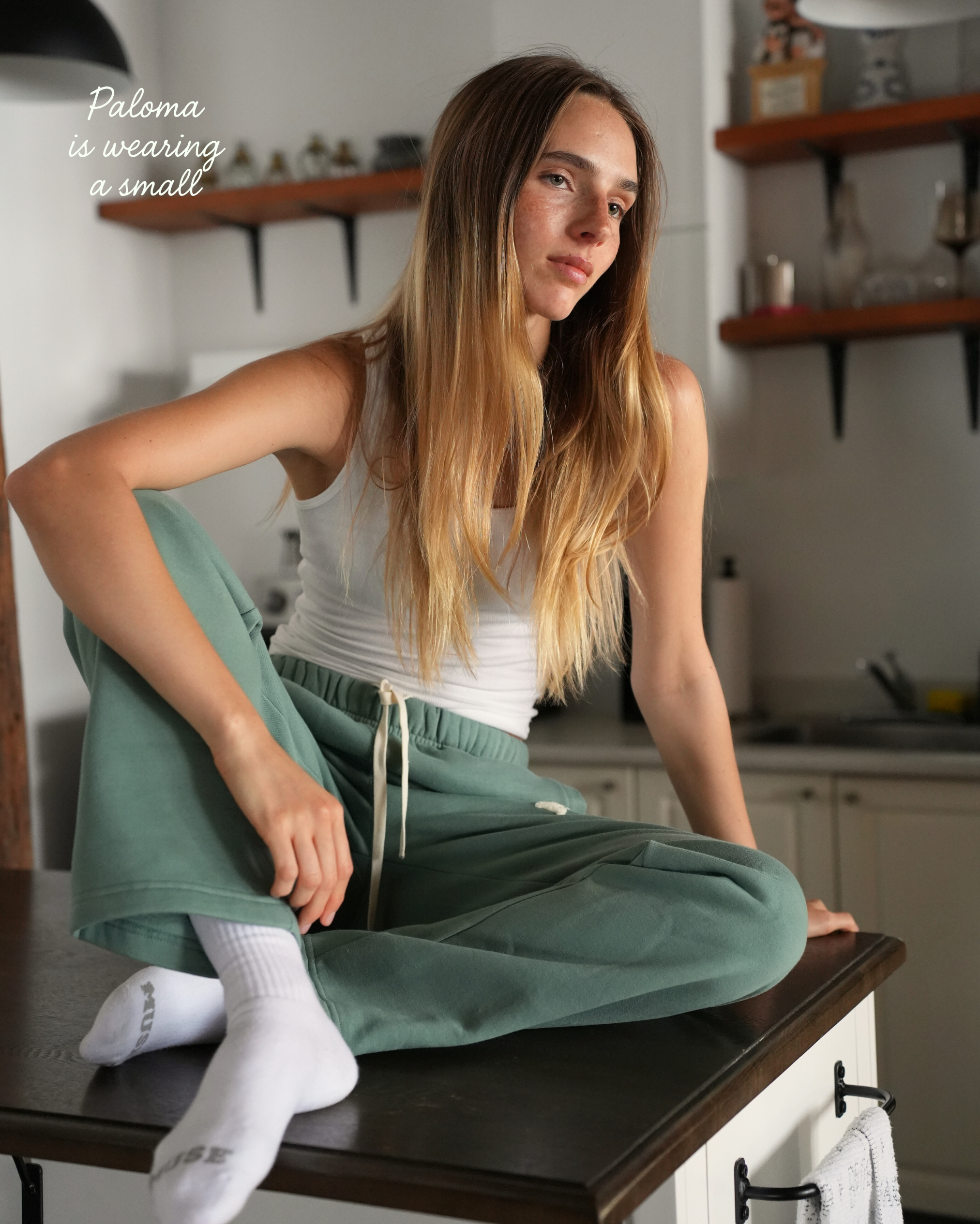 Heavyweight Chenille Straight Joggers - Vintage Teal