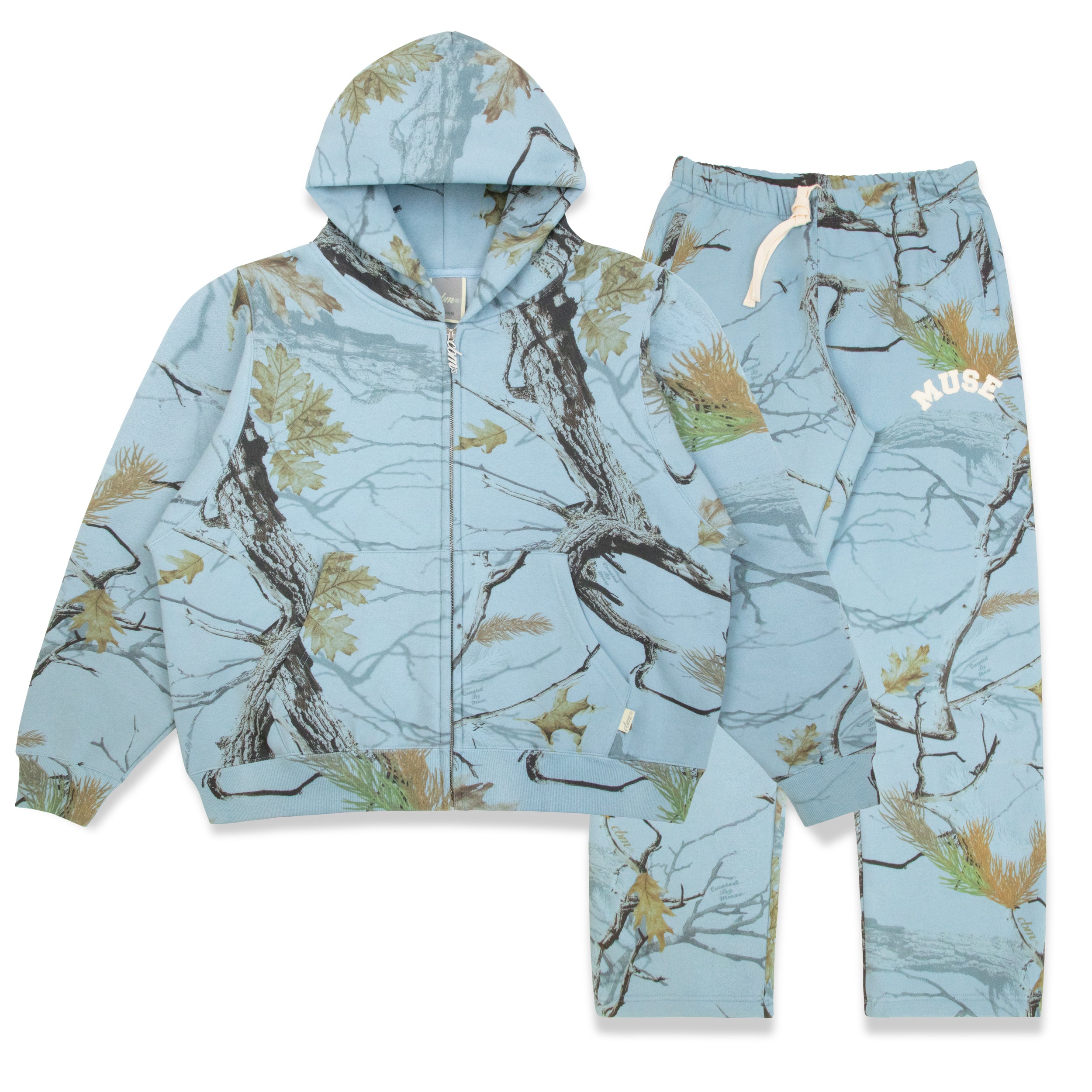 Heavyweight Camo Zip Up Set - Glacier