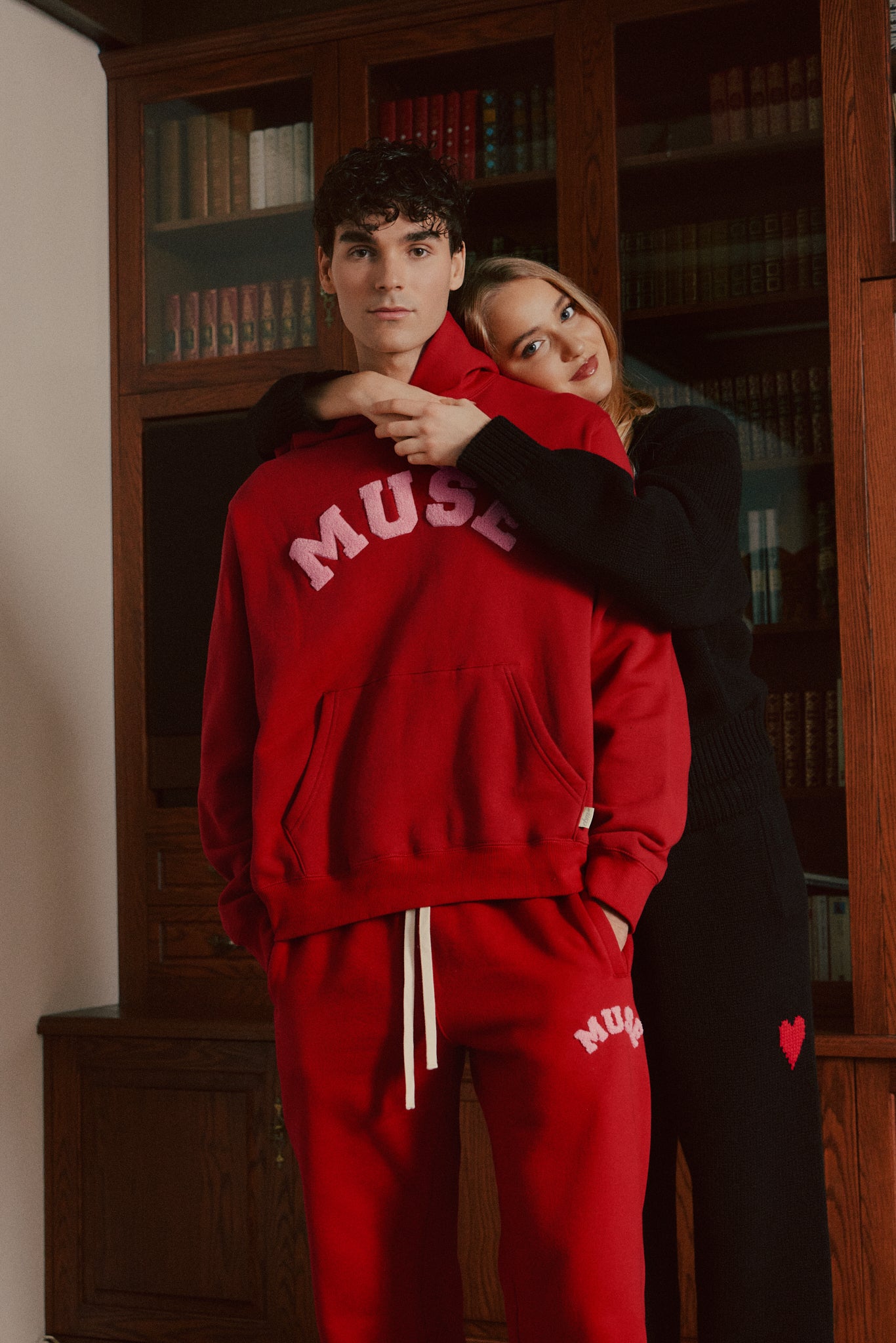 Heavyweight Chenille Straight Joggers - Cherry