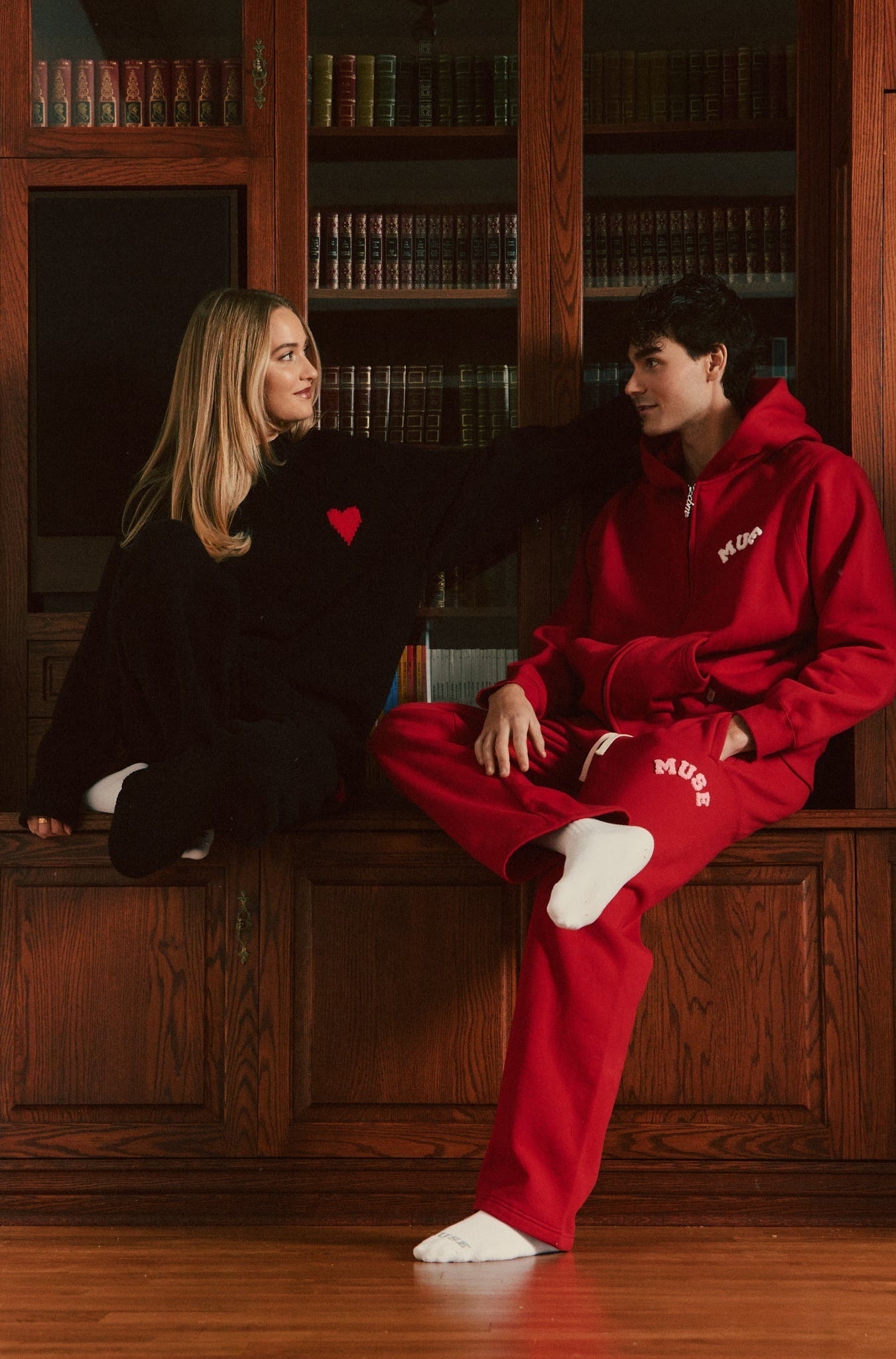 Heavyweight Chenille Zip Up - Cherry