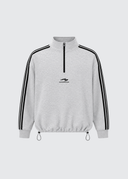 French Terry Striped Quarter Zip - Sports Grey
