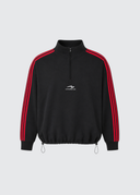 French Terry Striped Quarter Zip - Redline