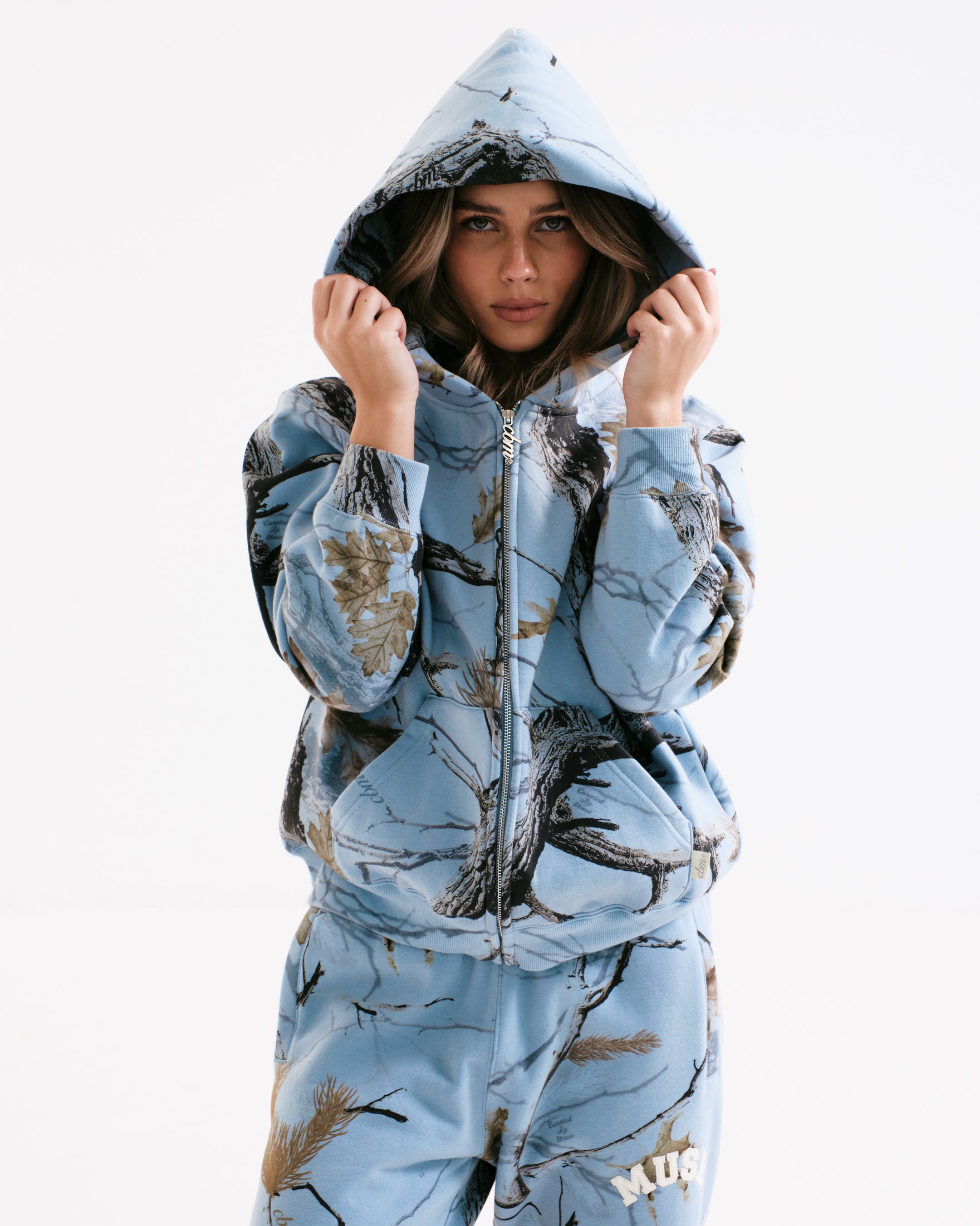 Heavyweight Camo Zip Up Set - Glacier