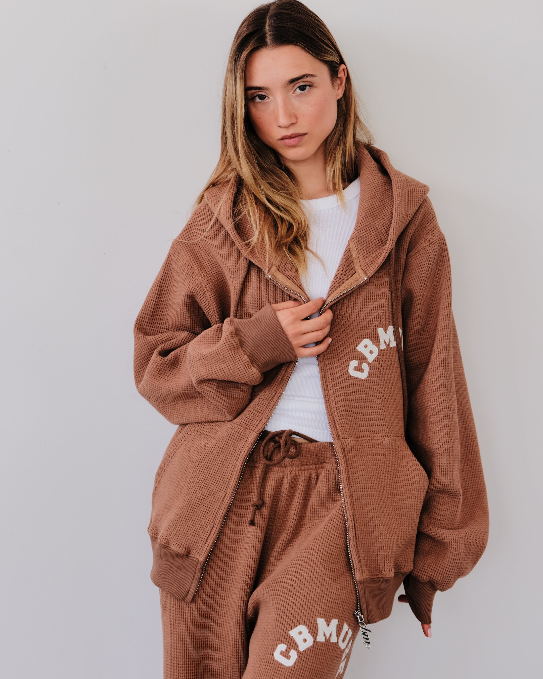 Waffle Zip Up - Caramel