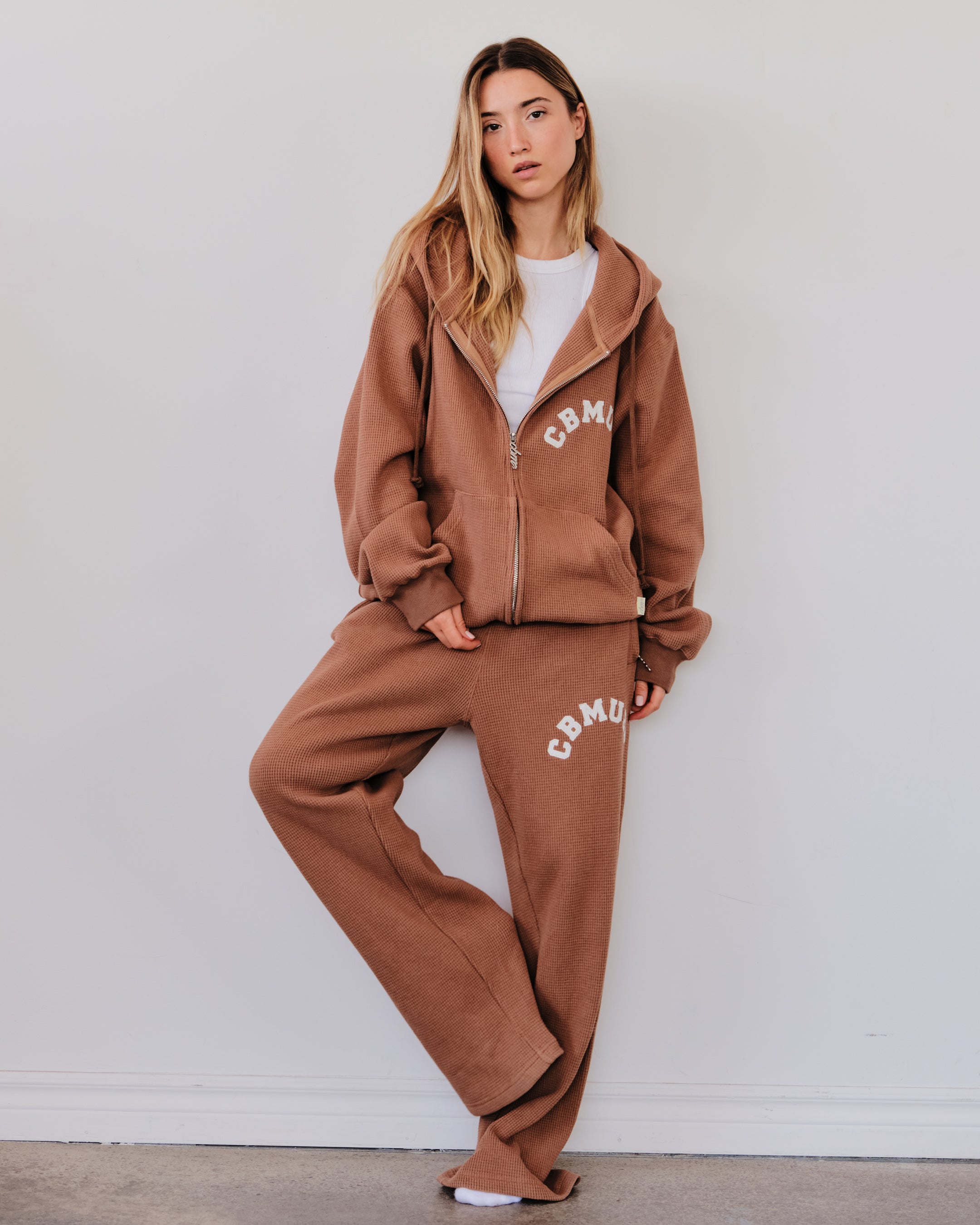 Waffle Zip Up - Caramel