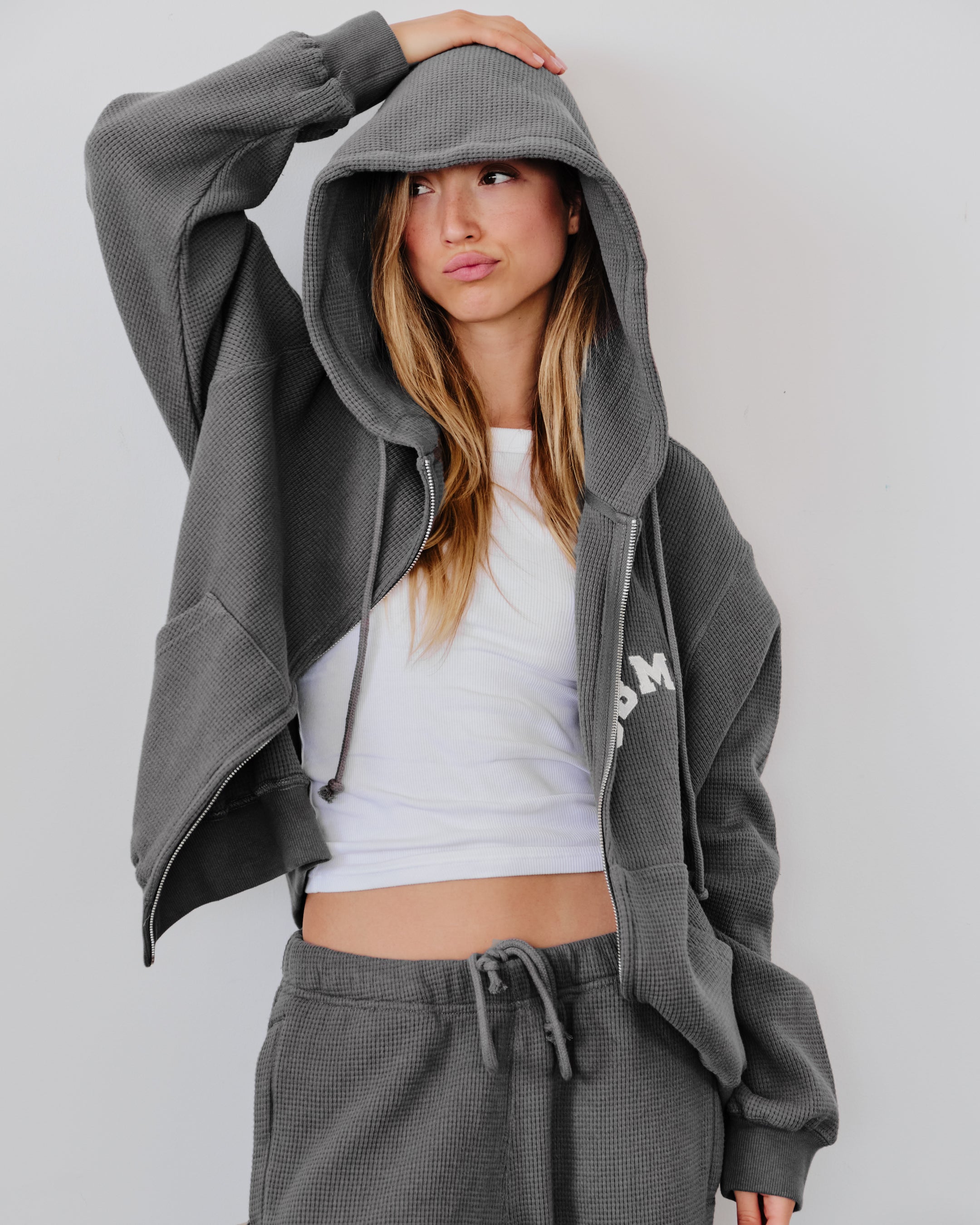 Waffle Zip Up - Truffle