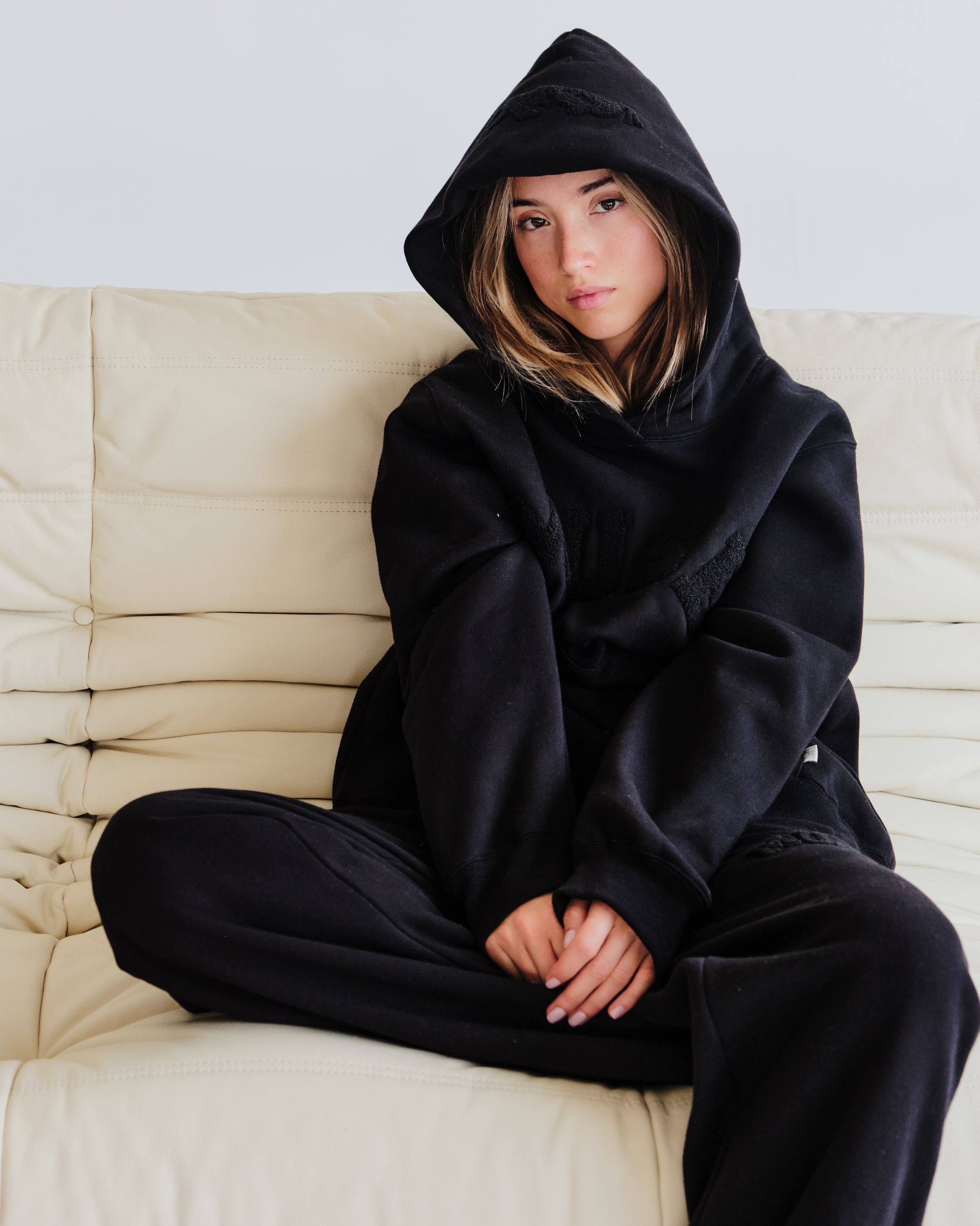 Heavyweight Chenille Hoodie - Coal Black