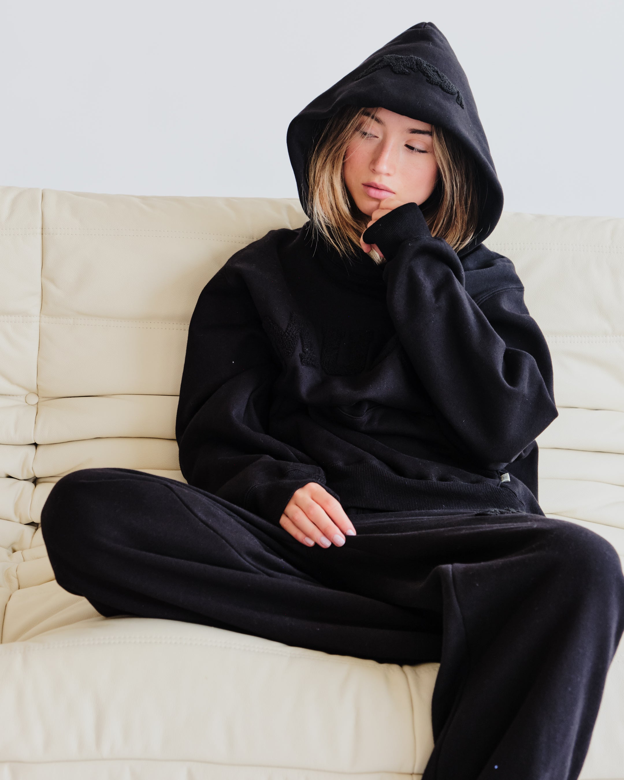 Heavyweight Chenille Hoodie - Coal Black