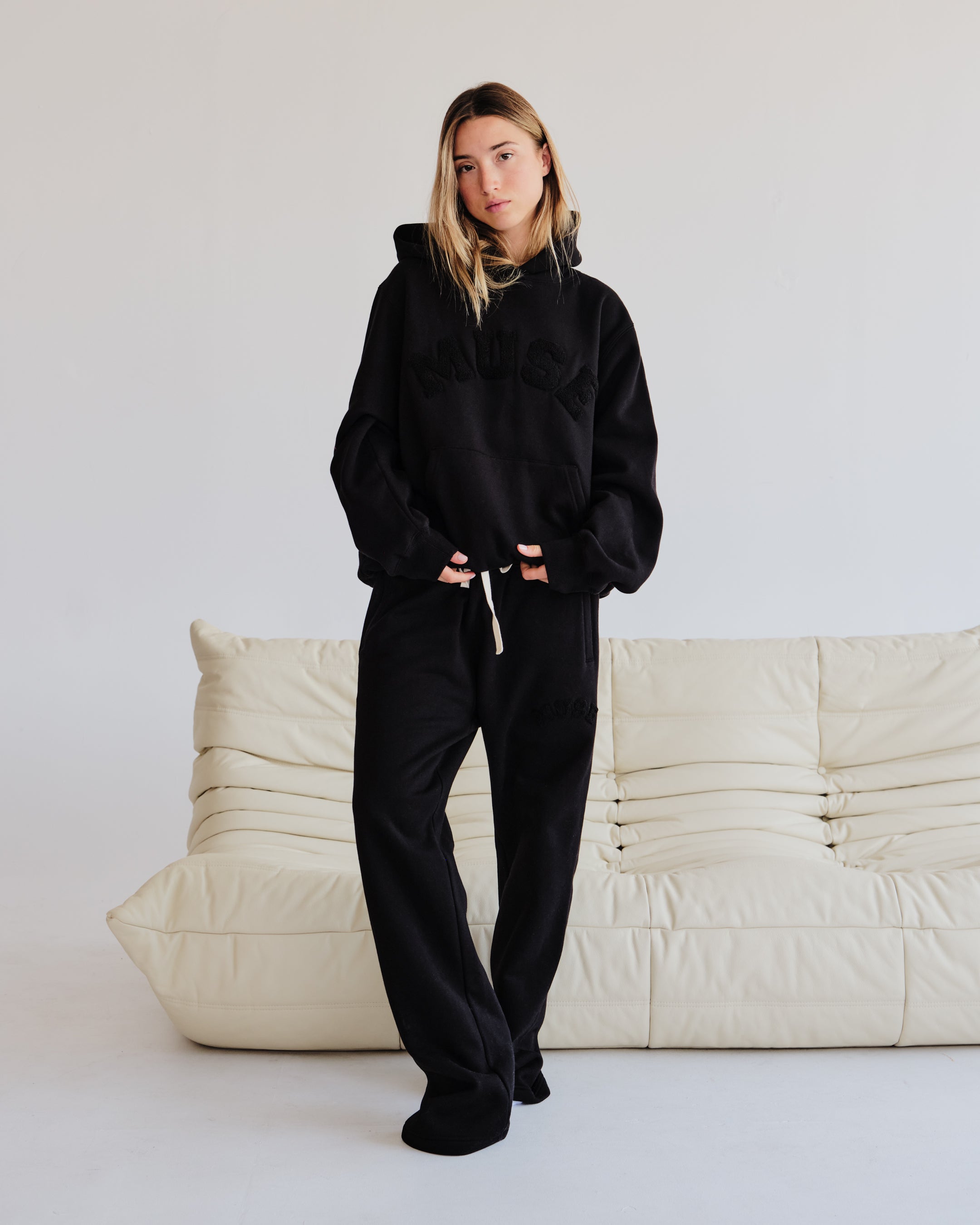 Heavyweight Chenille Hoodie - Coal Black