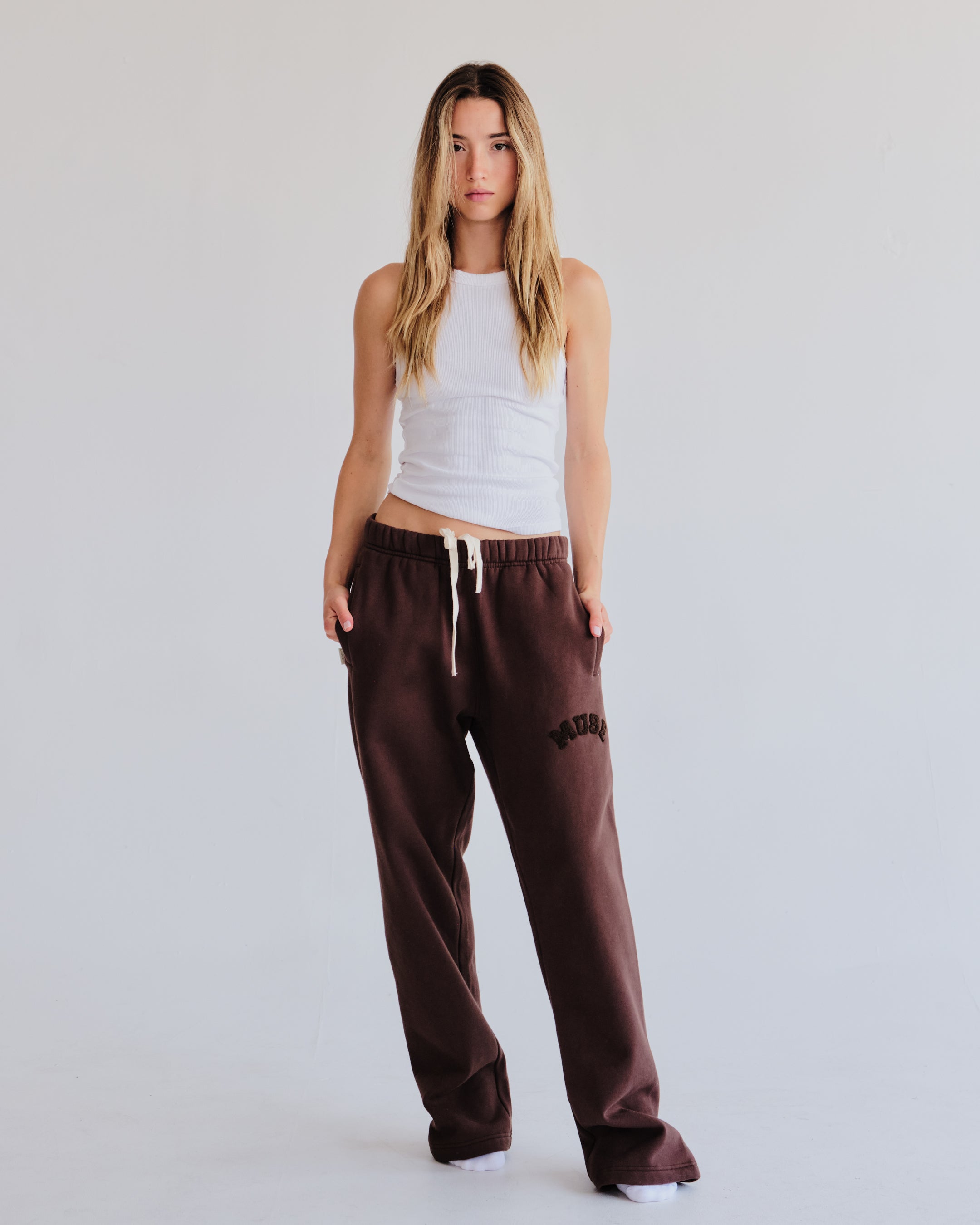 Heavyweight Chenille Straight Joggers - Espresso