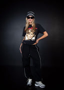 French Terry Piping Joggers - Black