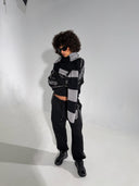 French Terry Piping Hoodie - Black