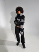 French Terry Piping Hoodie - Black
