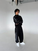 French Terry Piping Quarter Zip - Black