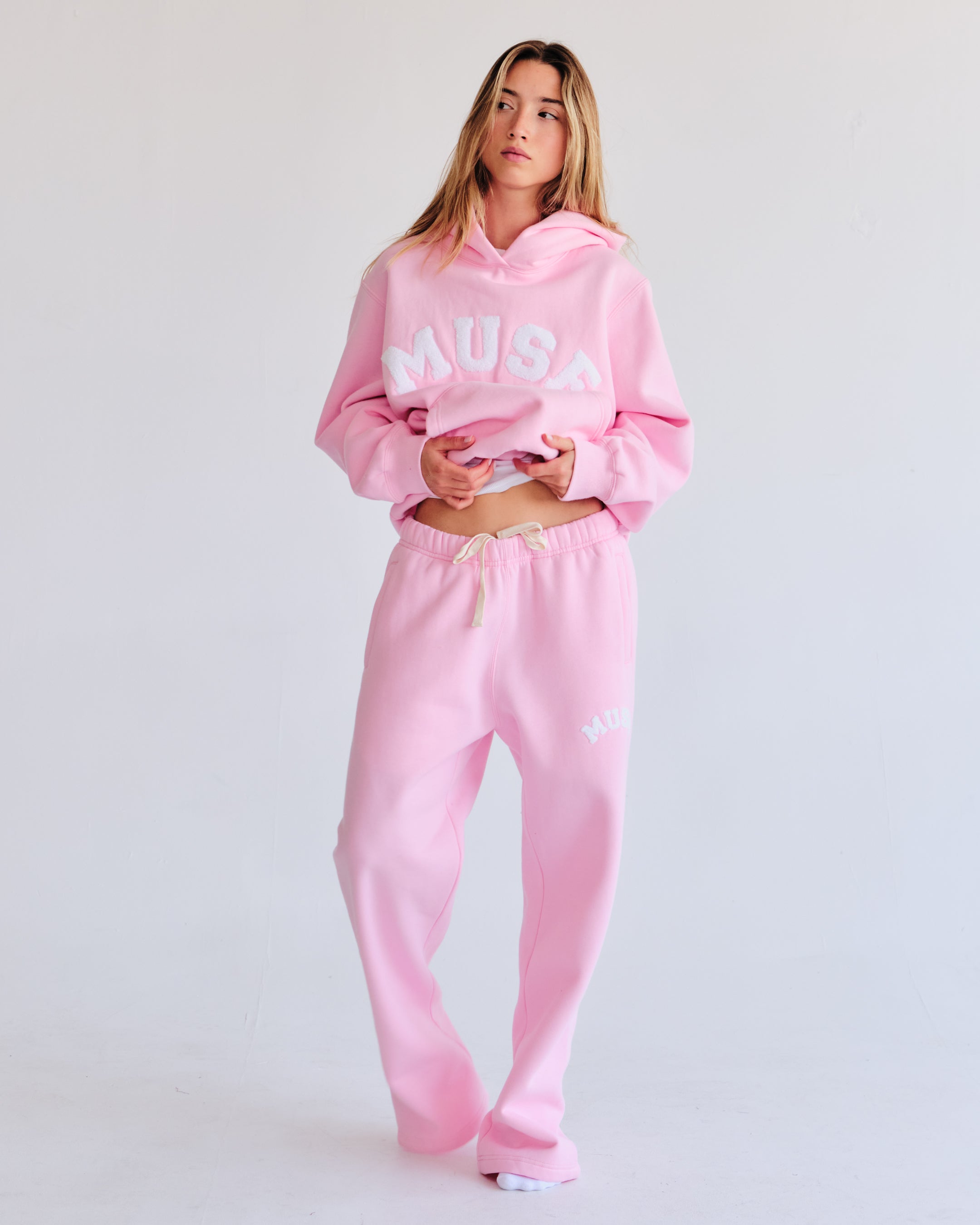 Heavyweight Chenille Straight Joggers - Petal