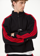French Terry Striped Quarter Zip - Redline