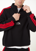 French Terry Striped Quarter Zip - Redline