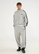 French Terry Striped Hoodie - Sports Grey