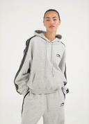 French Terry Striped Hoodie - Sports Grey
