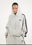 French Terry Striped Hoodie - Sports Grey