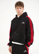 French Terry Striped Hoodie - Redline