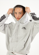 French Terry Striped Hoodie - Sports Grey