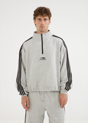 French Terry Striped Quarter Zip - Sports Grey