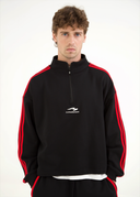 French Terry Striped Quarter Zip - Redline