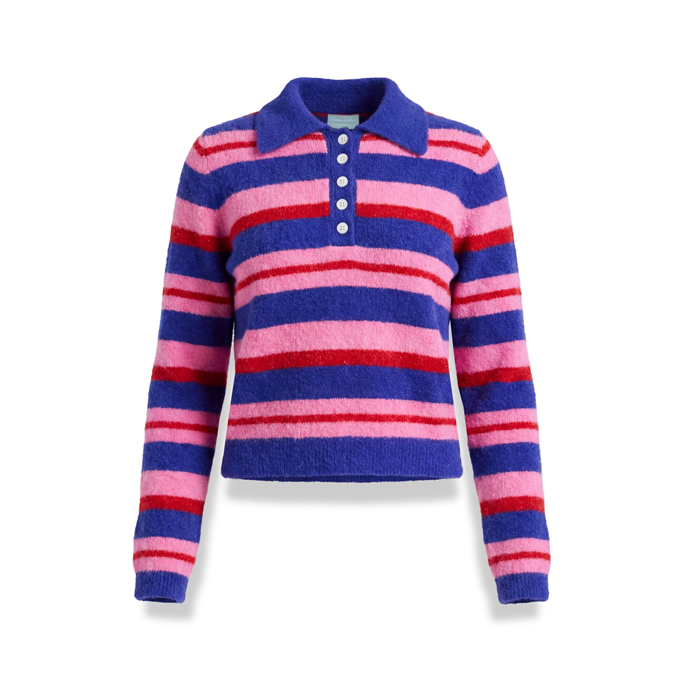 Polo Striped Wool Knit - Pink Swirl