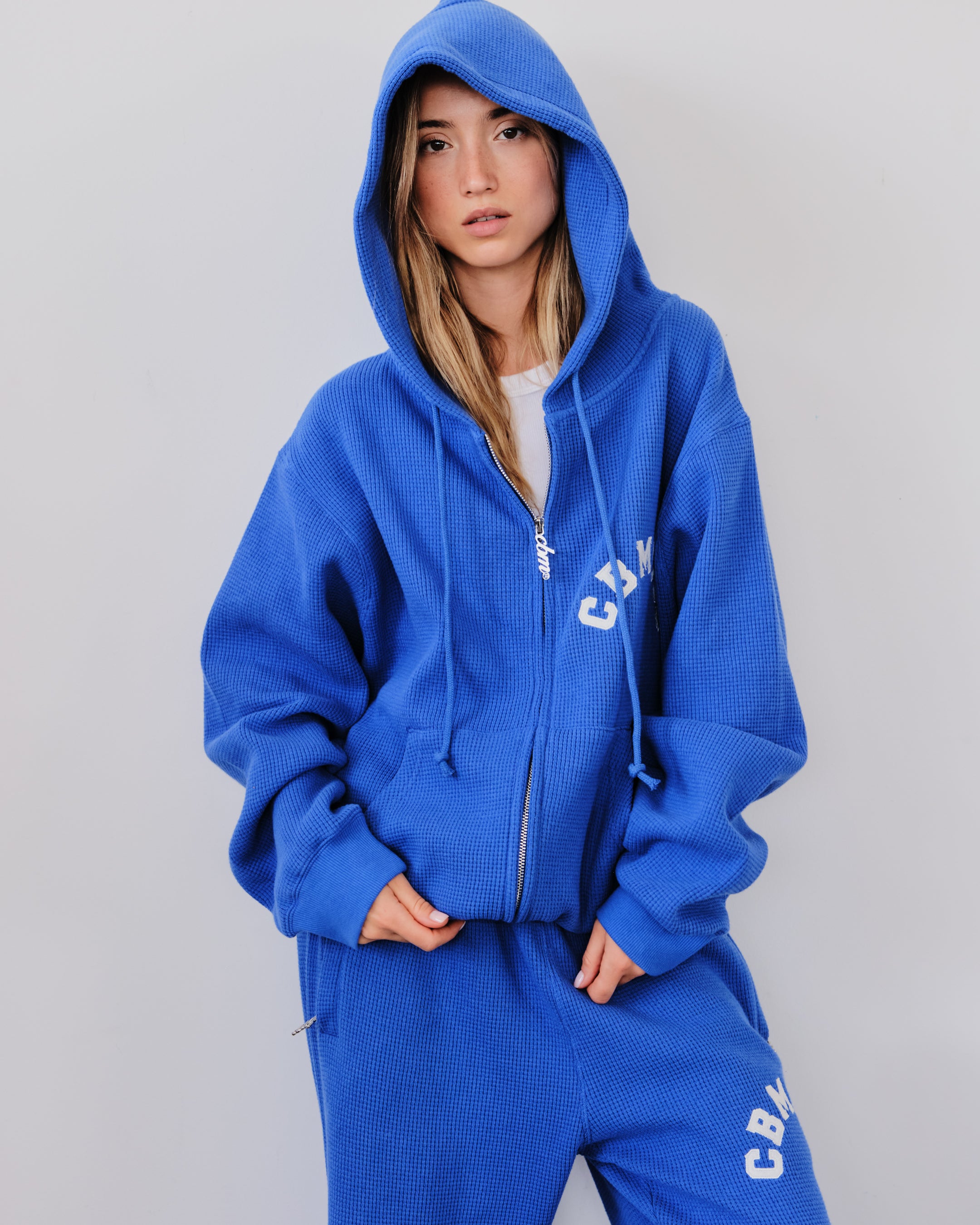 Waffle Zip Up - Blueberry