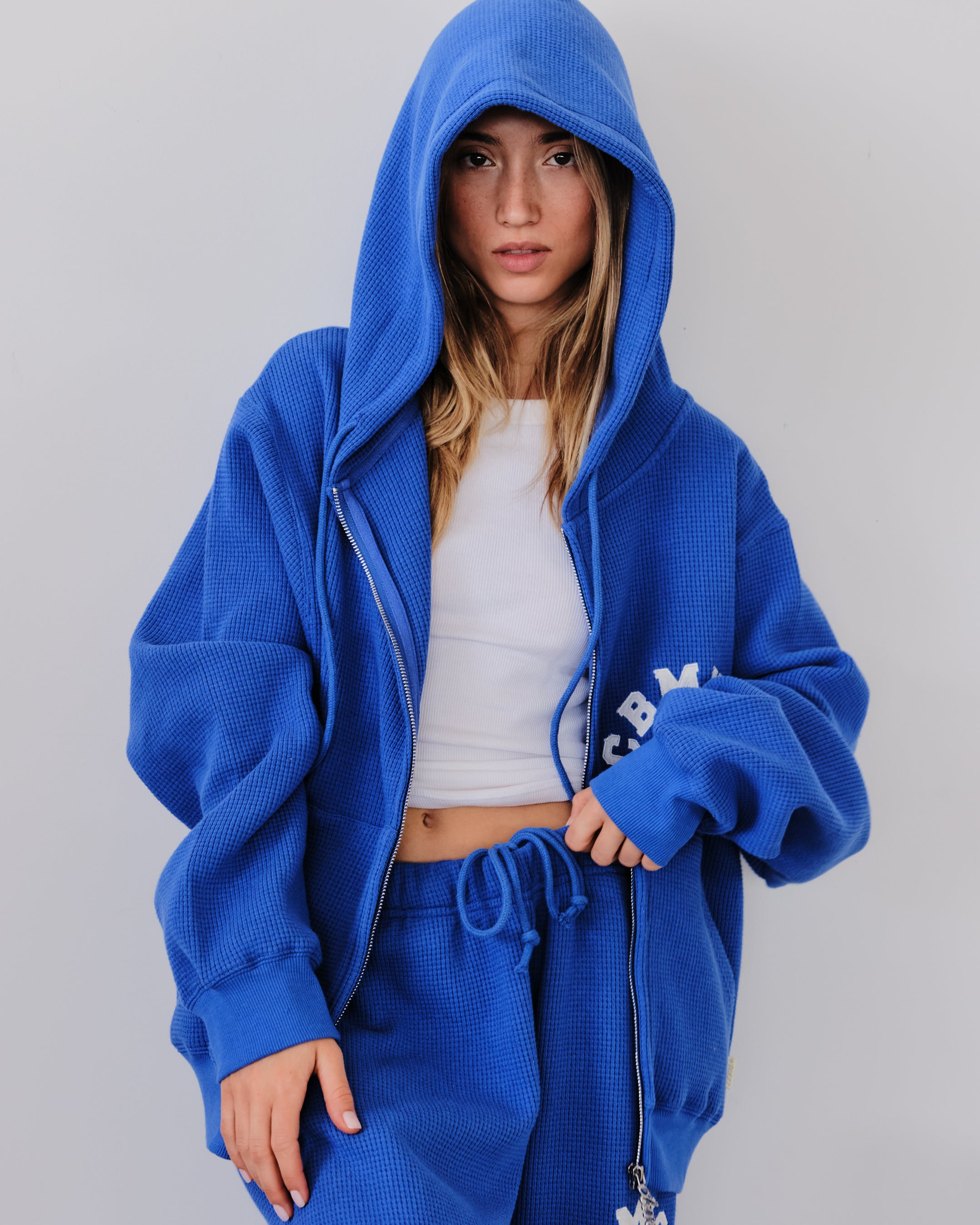 Waffle Zip Up - Blueberry