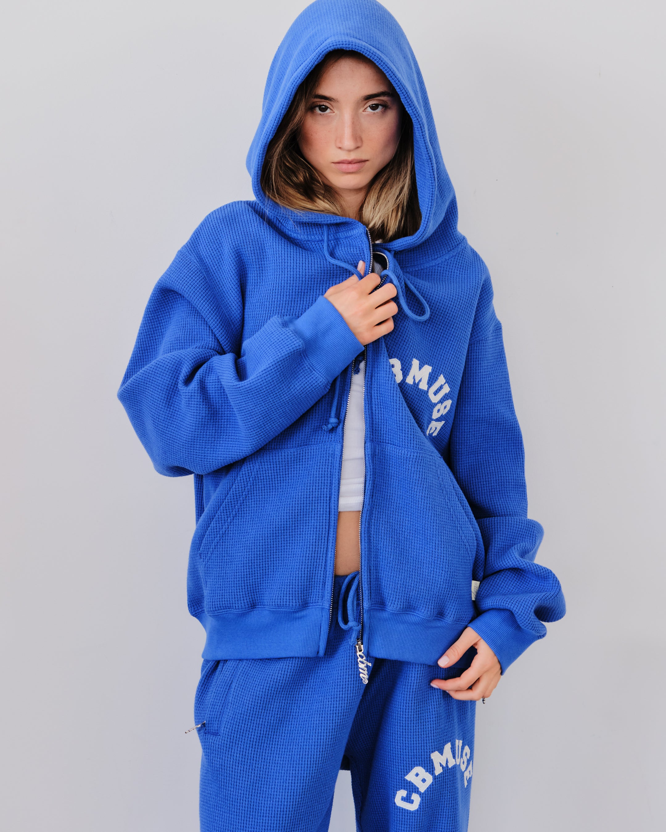 Waffle Zip Up - Blueberry