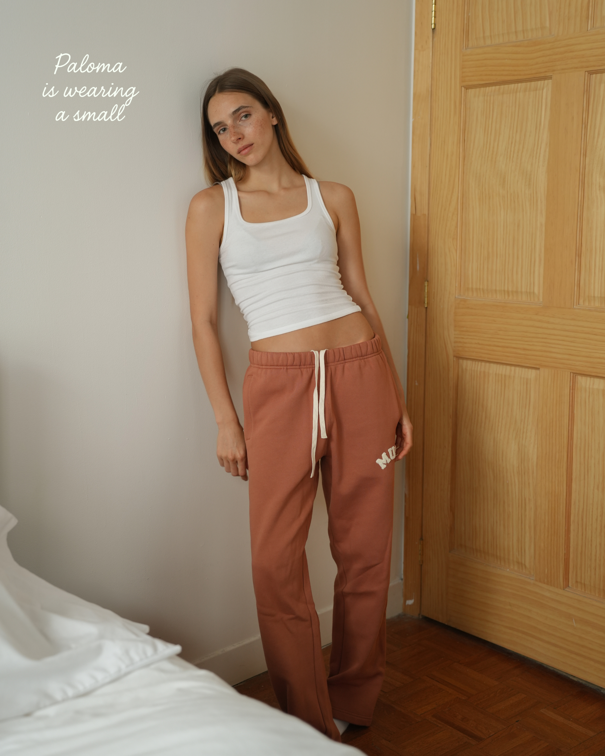 Heavyweight Chenille Straight Joggers - Terracotta